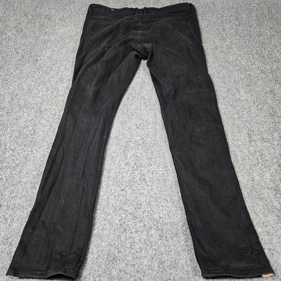 Rogue Jeans Size 36x34 Skinny Black Denim Orange Stripe Side Reflection Street - Picture 6 of 10